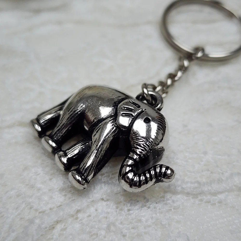 Silver Toned Elephant Keychain